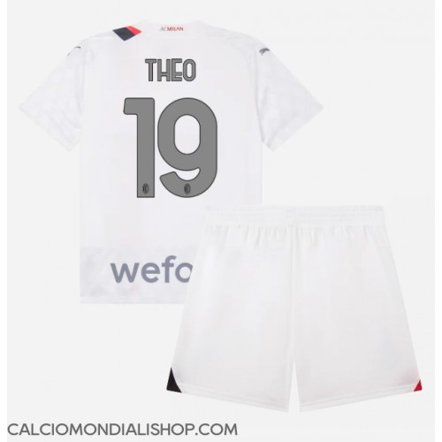 Maglie da calcio AC Milan Theo Hernandez #19 Seconda Maglia Bambino 2023-24 Manica Corta (+ Pantaloni corti)